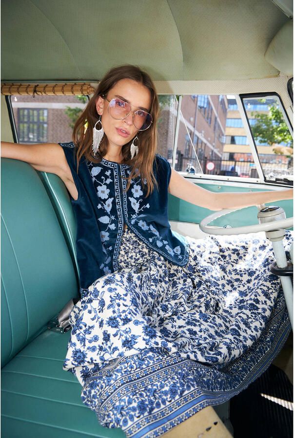 Lollys Laundry gebloemde maxi rok donkerblauw - Foto 2