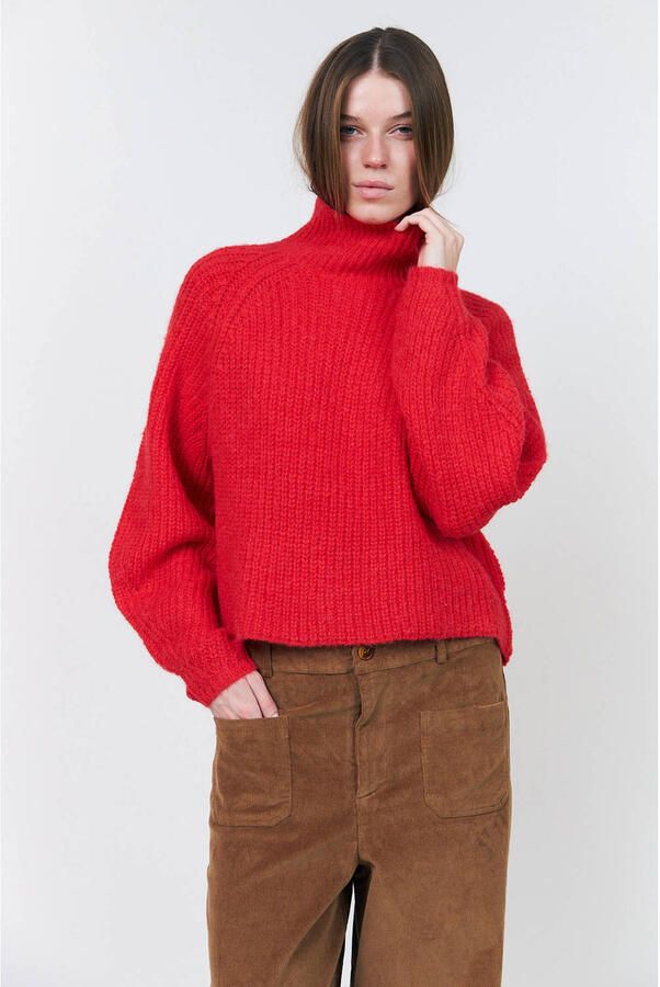 Lollys Laundry gebreide trui met wol rood