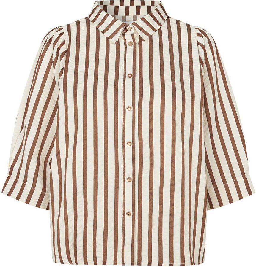 Lollys Laundry gestreepte blouse bruin