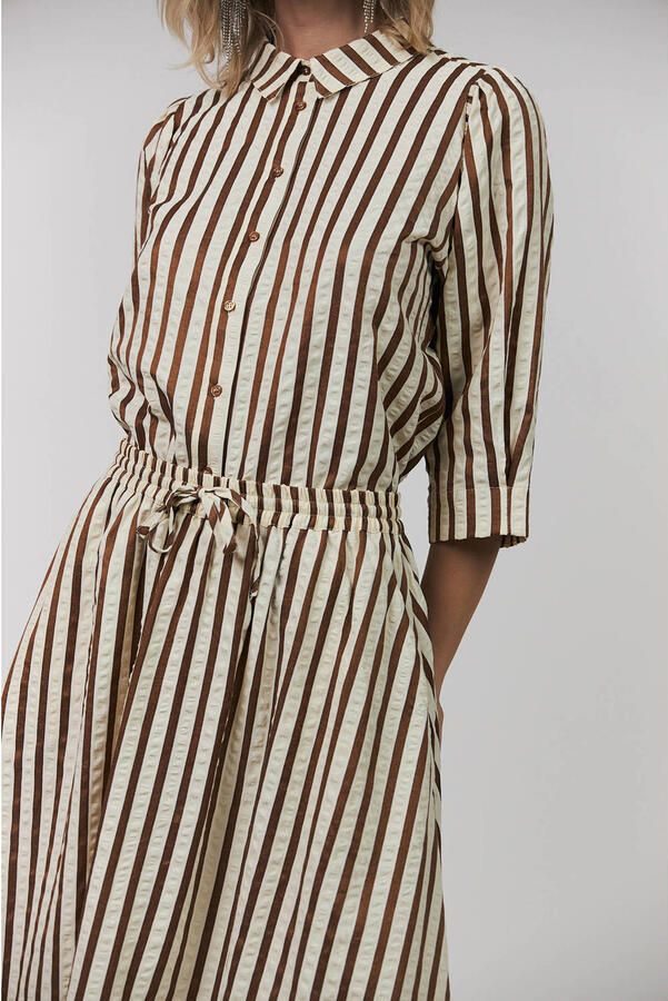 Lollys Laundry gestreepte blouse bruin - Foto 2