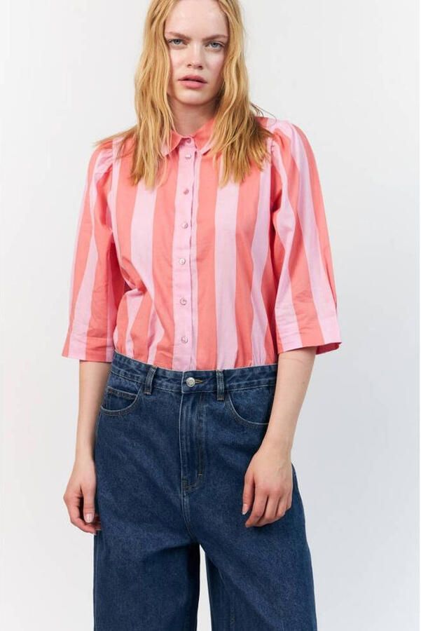 Lollys Laundry gestreepte blouse roze