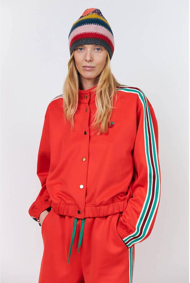 Lollys Laundry gestreepte jas rood groen