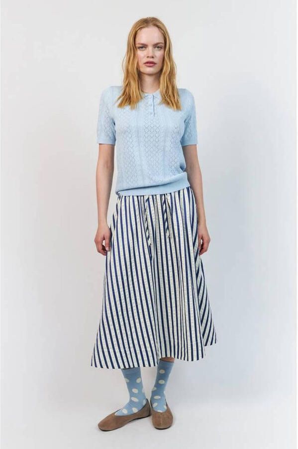 Lollys Laundry gestreepte midi rok blauw