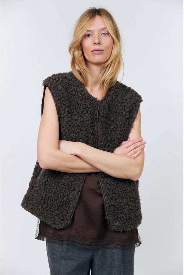 Lollys Laundry gilet bruin