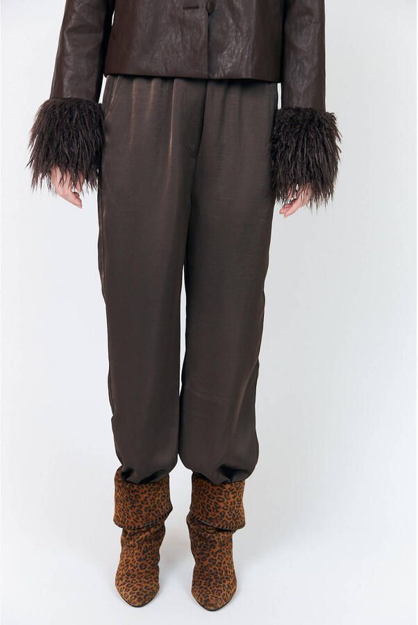 Lollys Laundry high waist loose fit broek bruin