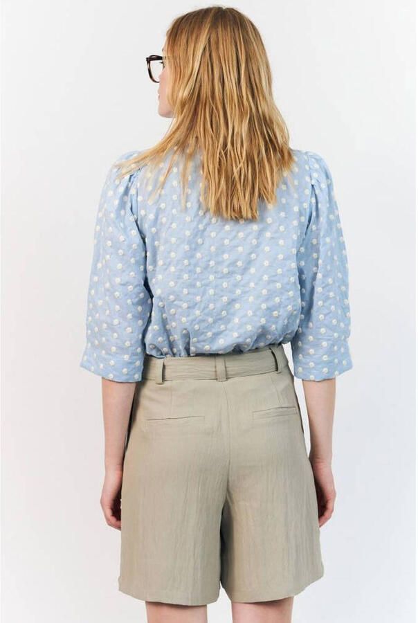 Lollys Laundry high waist regular fit chino short met ceintuur groen - Foto 3