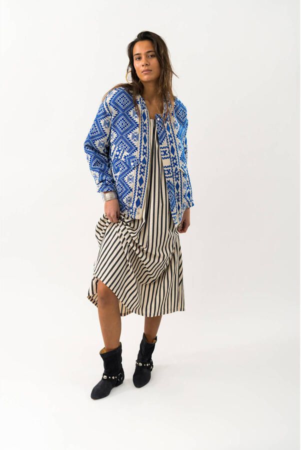 Lollys Laundry Gewatteerde jas met lurex Hawaii blauw - Foto 1