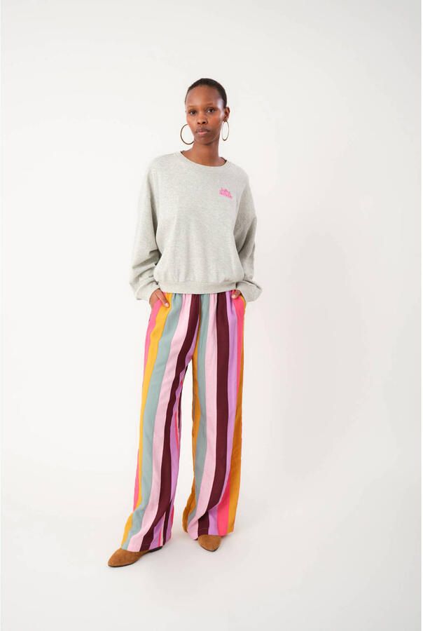 Lollys Laundry Sweater met logo Sydney grijs