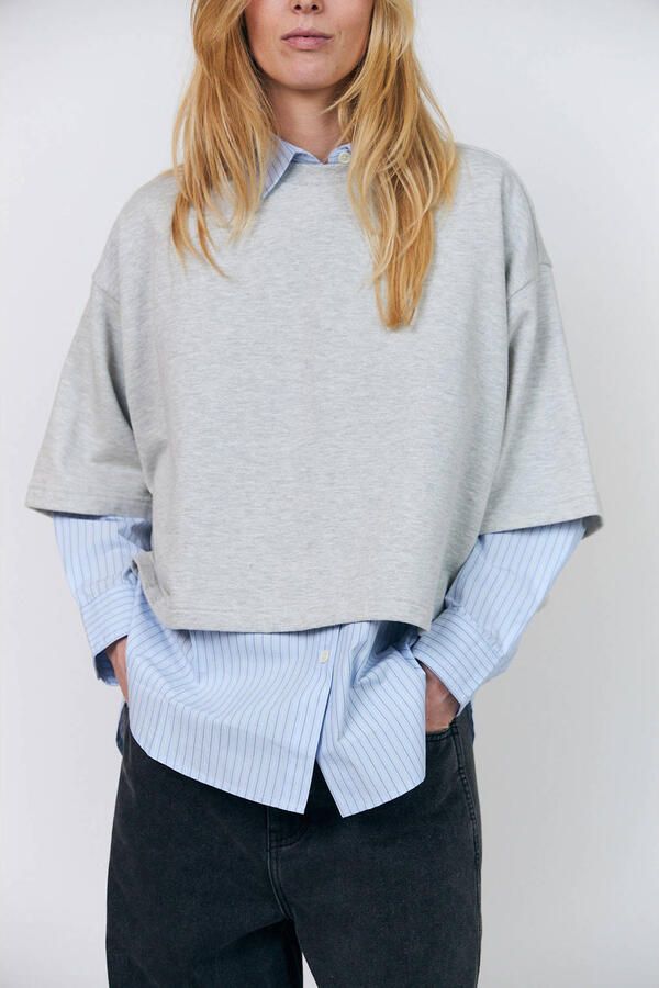Lollys Laundry sweater met backprint lichtgrijs - Foto 2