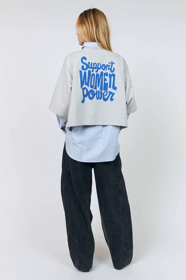 Lollys Laundry sweater met backprint lichtgrijs - Foto 3