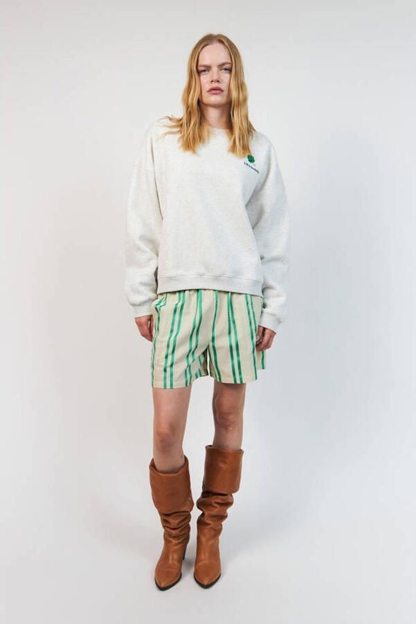 Lollys Laundry sweater met logo grijs
