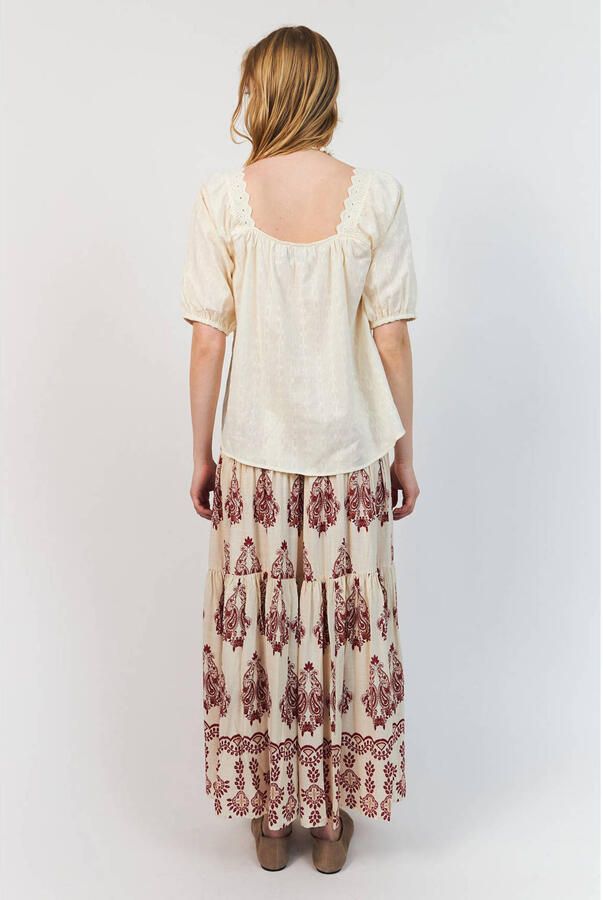 Lollys Laundry viscose maxi rok met print ecru - Foto 2