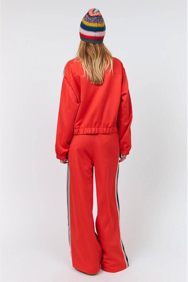 Lollys Laundry wide leg gestreepte broek rood groen - Foto 2