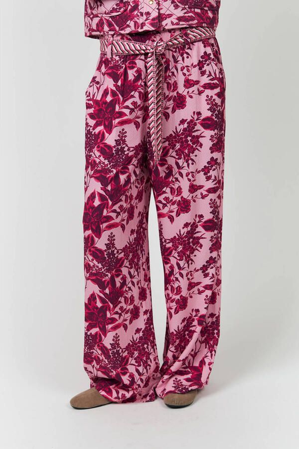 Lollys Laundry wide leg high waist broek roze