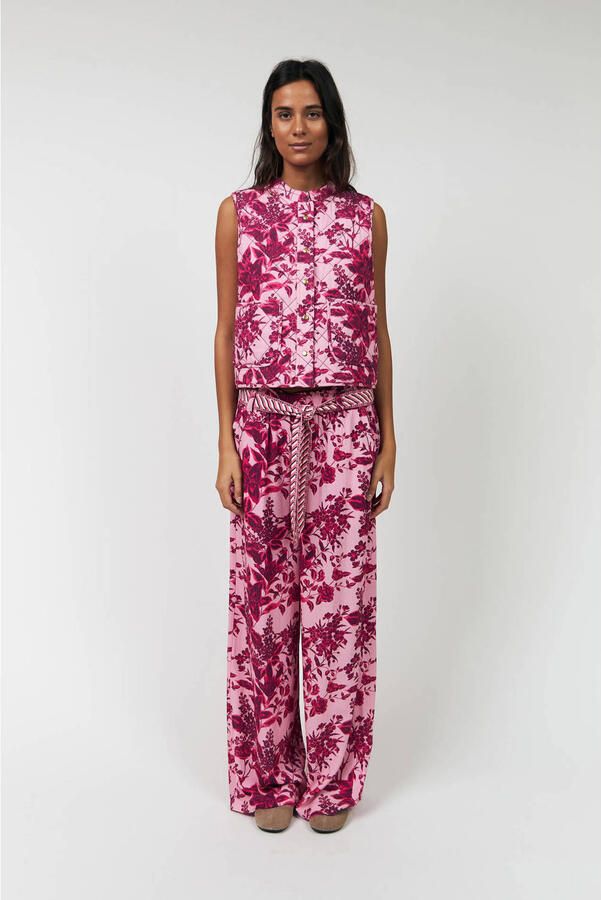 Lollys Laundry wide leg high waist broek roze - Foto 2