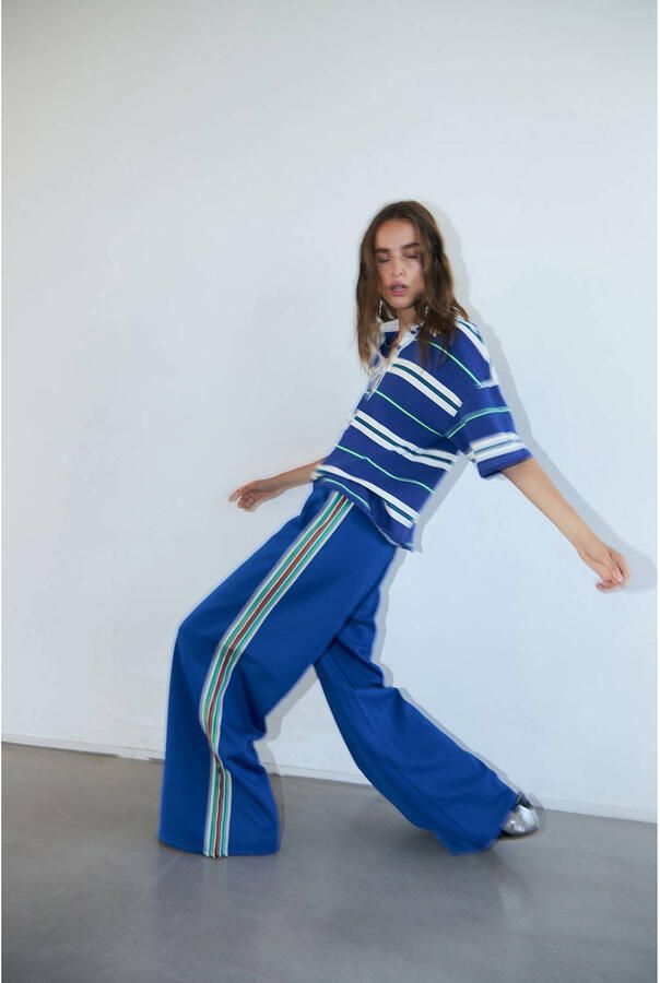 Lollys Laundry wide leg regular waist broek blauw - Foto 2
