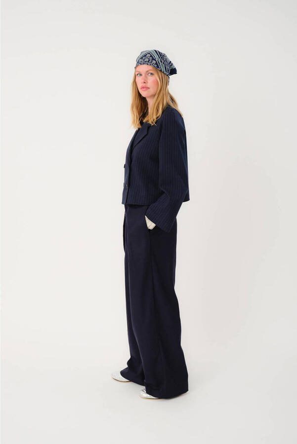 Lollys Laundry wide leg regular waist pantalon blauw - Foto 2