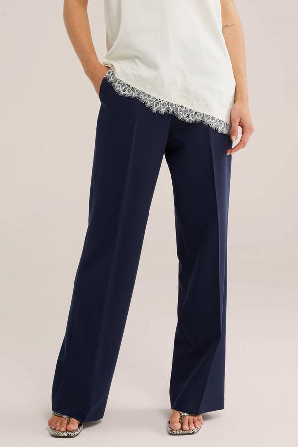 Loose fit pantalon marineblauw
