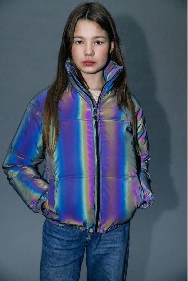 LOOXS 10sixteen gewatteerde reflecterende winterjas donkerblauw Meisjes Polyester Opstaande kraag 164