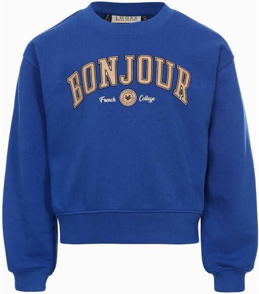 LOOXS 10sixteen sweater met tekst hardblauw Tekst 128