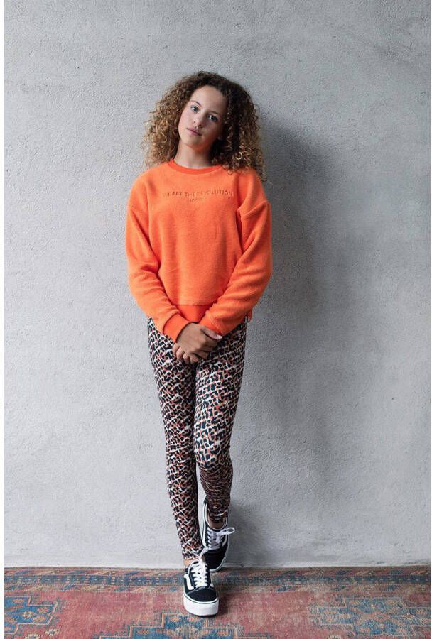LOOXS 10sixteen sweater met tekst oranjerood