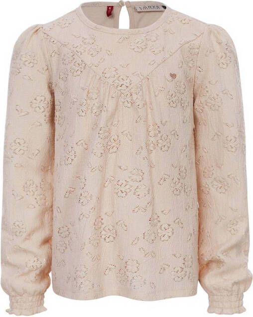 LOOXS little top met borduursels ecru Meisjes Polyester Ronde hals 104