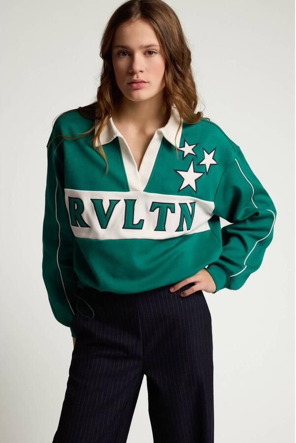 LOOXS 10sixteen boxy sweater met sterren groen
