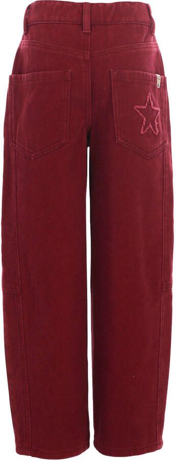 LOOXS 10sixteen colour barrel jeans met borduursels donkerrood - Foto 3