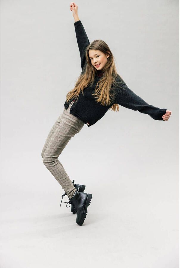 LOOXS 10sixteen geruite super skinny broek beige grijs Meisjes Stretchkatoen 116
