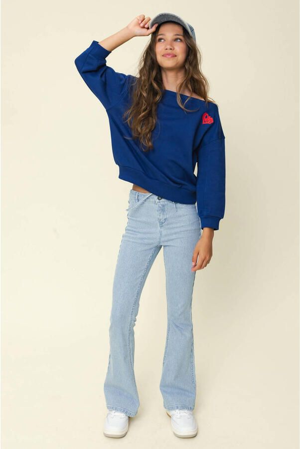LOOXS 10sixteen gestreepte flared jeans light blue denim - Foto 4