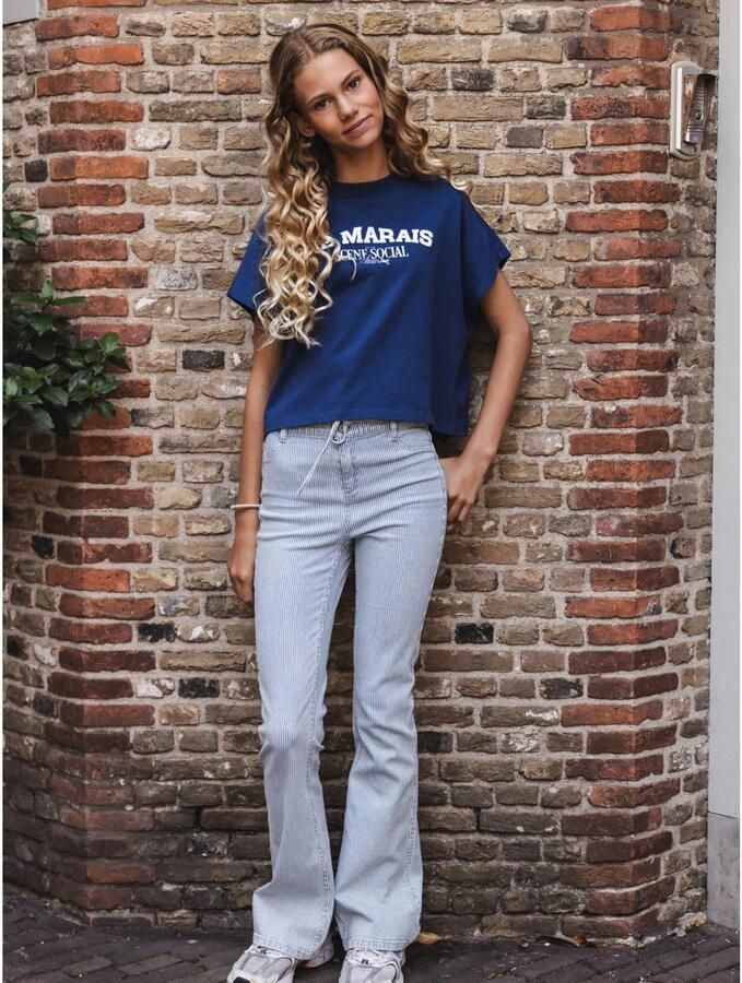 LOOXS 10sixteen gestreepte flared jeans light blue denim - Foto 5