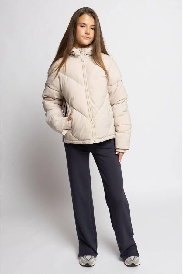 LOOXS 10sixteen gestreepte quilted winterjas ecru