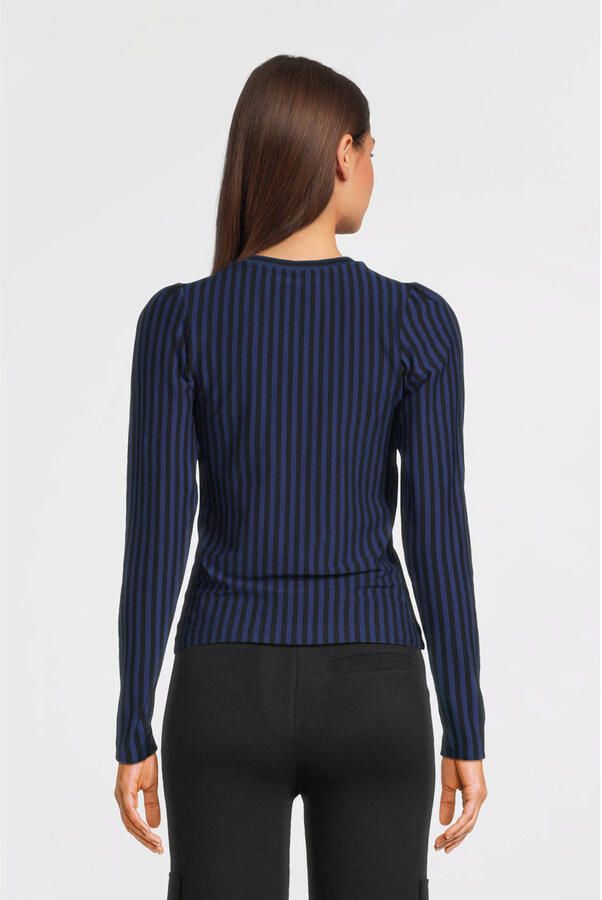 LOOXS 10sixteen gestreepte top blauw zwart Meisjes Stretchkatoen Opstaande kraag 128 - Foto 4