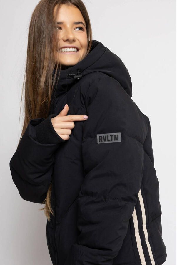 LOOXS 10sixteen gewatteerde gestreepte quilted winterjas zwart - Foto 3