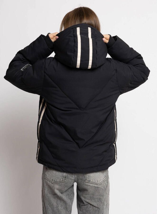LOOXS 10sixteen gewatteerde gestreepte quilted winterjas zwart - Foto 2