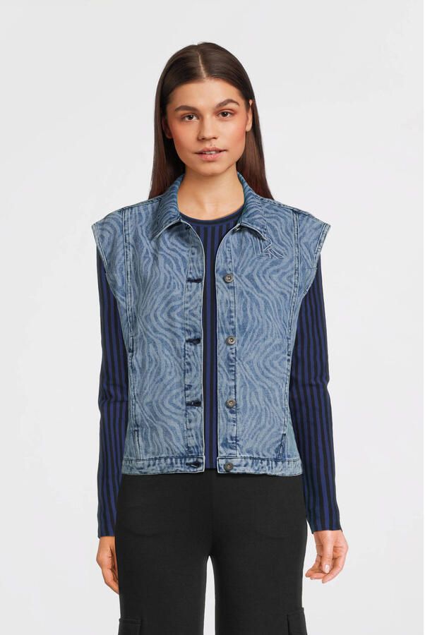 LOOXS 10sixteen gilet met all over print medium blue denim - Foto 5