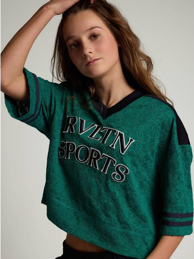 LOOXS 10sixteen kanten rechtvallend T-shirt met tekst groen Tekst - Foto 3