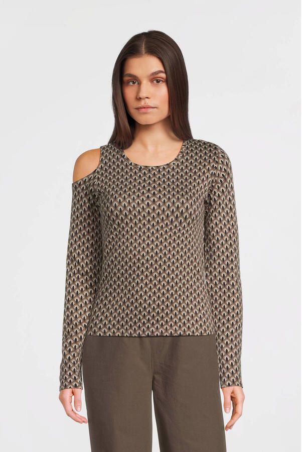 LOOXS 10sixteen longsleeve met all over print beige zwart Katoen Ronde hals 152 - Foto 3