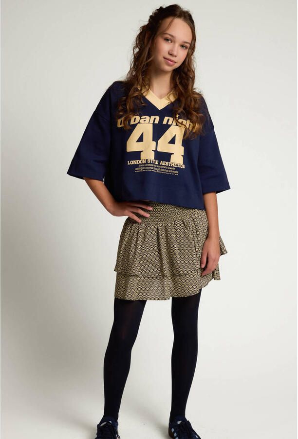 LOOXS 10sixteen mini strokenrok met peplum en print lichtgeel - Foto 2