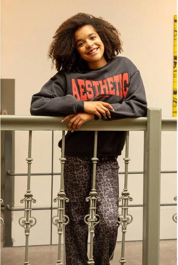 LOOXS 10sixteen oversized sweater met borduursels antraciet - Foto 2