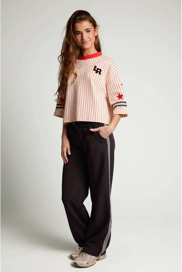 LOOXS 10sixteen rechtvallend gestreept T-shirt met sterren ecru rood