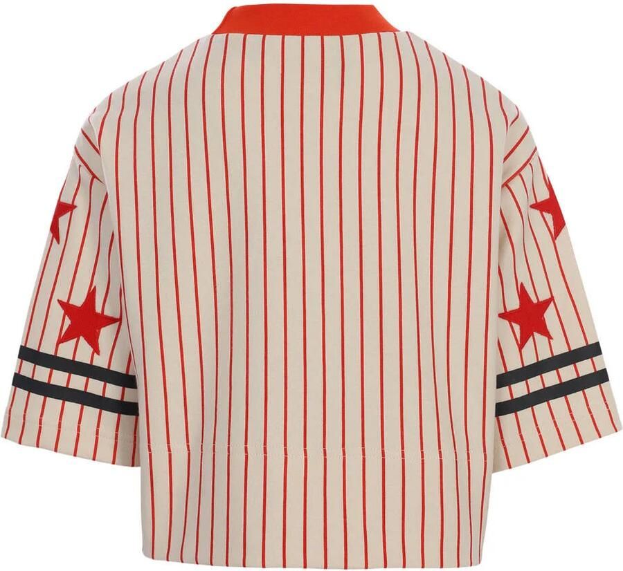 LOOXS 10sixteen rechtvallend gestreept T-shirt met sterren ecru rood - Foto 2