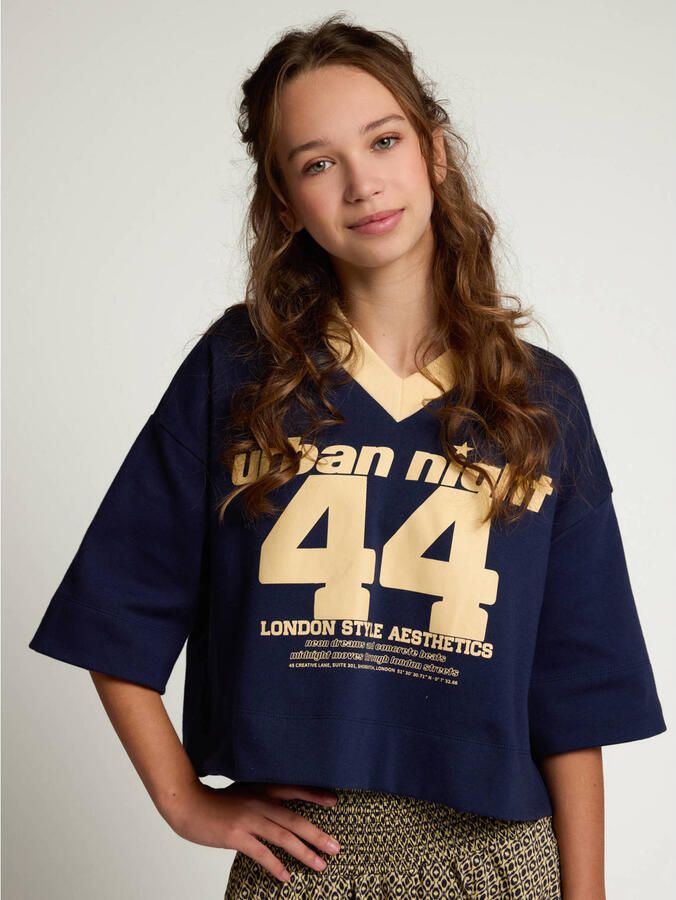 LOOXS 10sixteen rechtvallend T-shirt met print donkerblauw