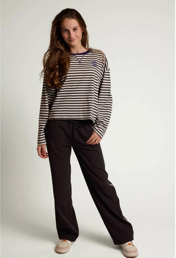 LOOXS 10sixteen rechtvallende gestreepte longsleeve met glitters en backprint antraciet