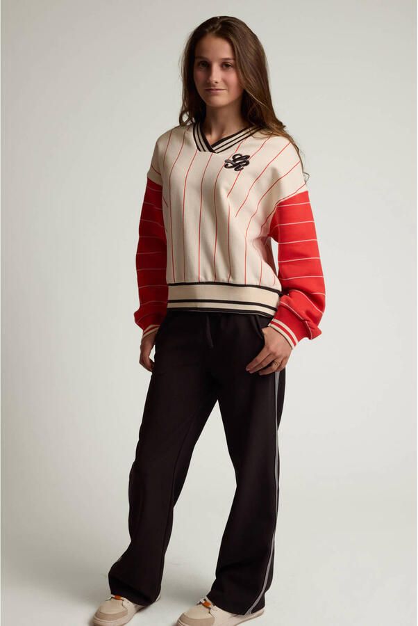 LOOXS 10sixteen rechtvallende gestreepte sweater met backprint ecru - Foto 3