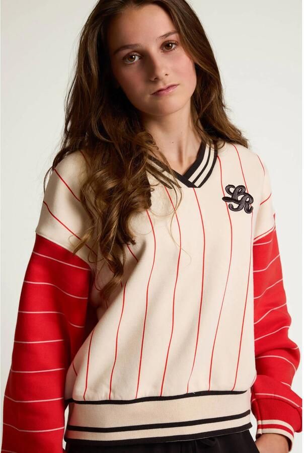 LOOXS 10sixteen rechtvallende gestreepte sweater met backprint ecru