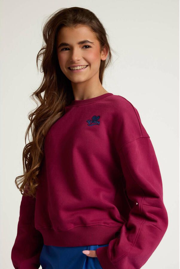 LOOXS 10sixteen rechtvallende sweater met backprint donkerrood - Foto 3