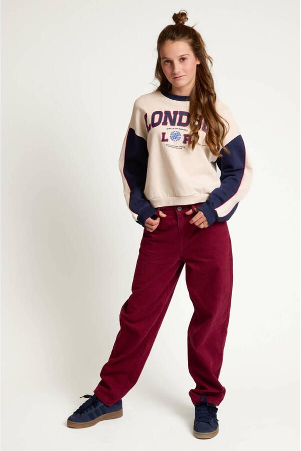 LOOXS 10sixteen rechtvallende sweater met tekst grijs