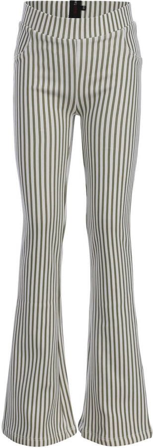 LOOXS 10sixteen regular waist gestreepte flared broek olijfgroen
