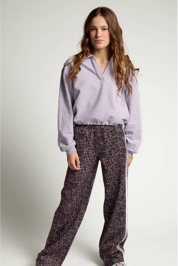 LOOXS 10sixteen relaxed fit gestreepte sweatpant met panterprint antraciet
